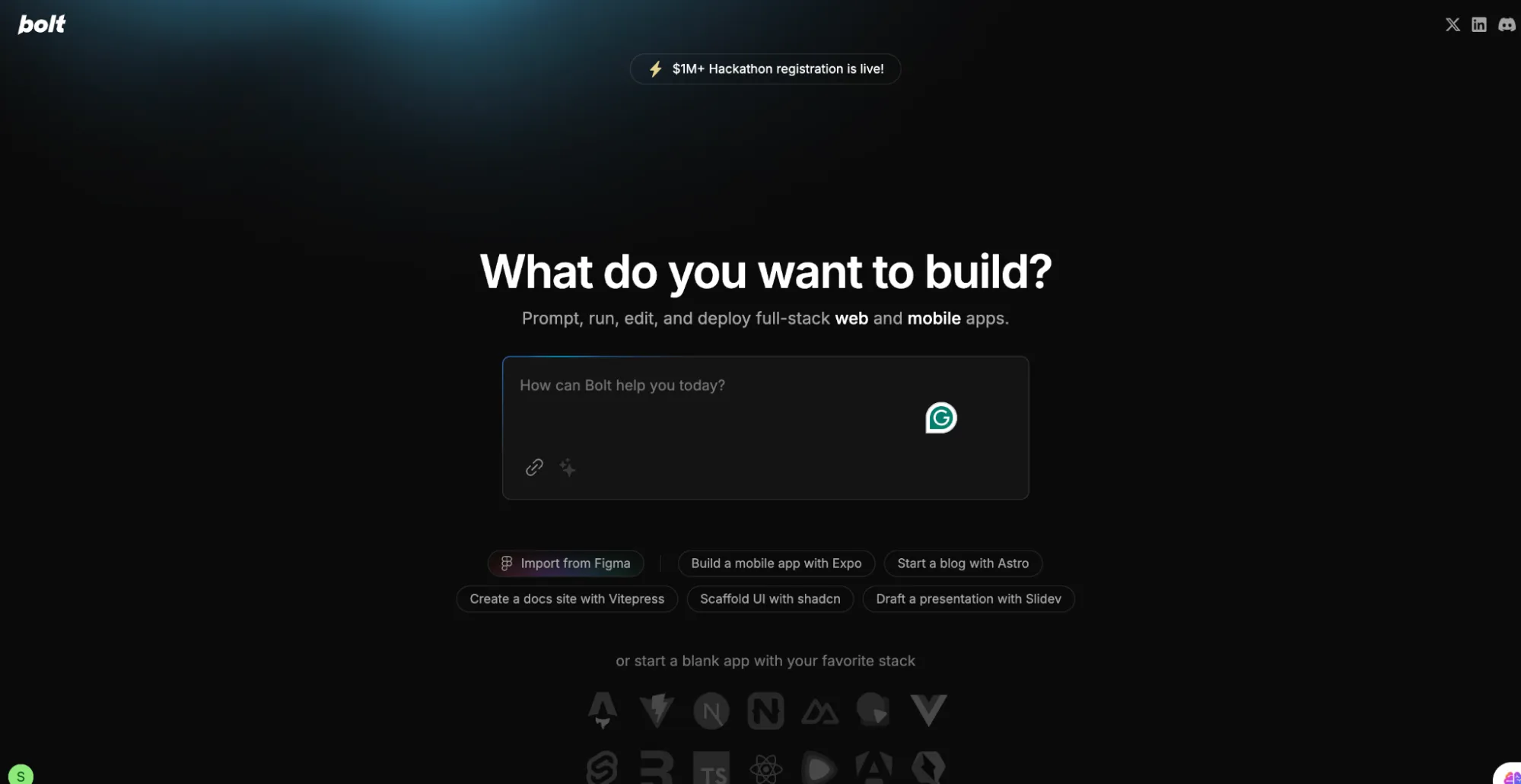 Bolt new screenshot