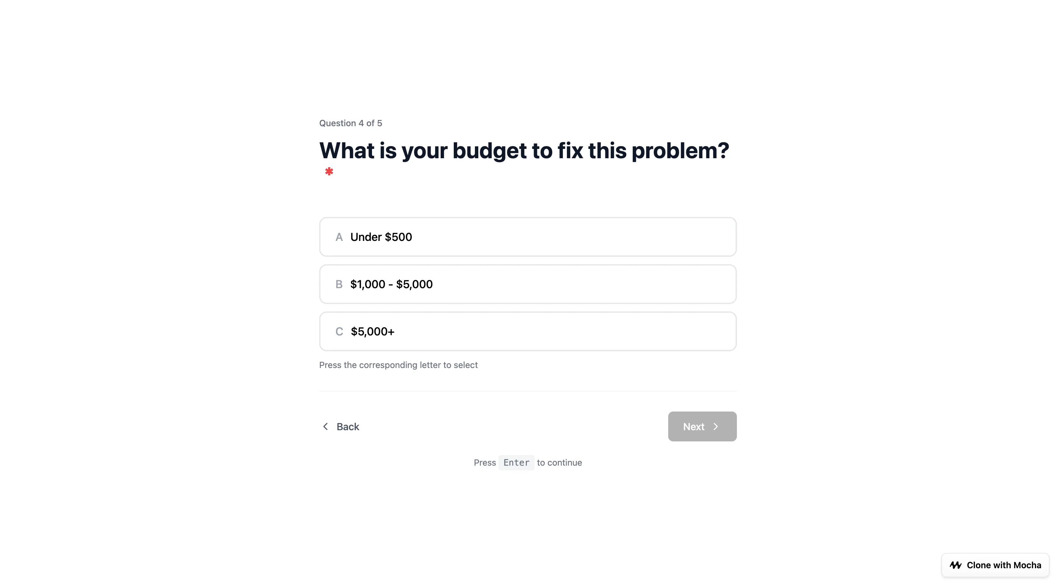 The Budget question that caused 81.6% drop-off