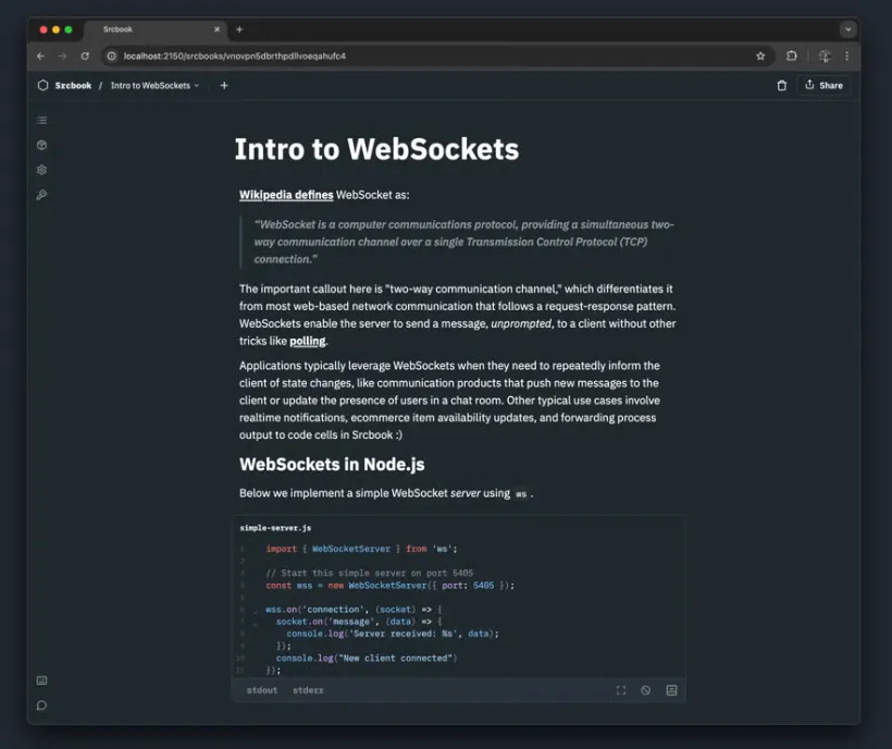 Srcbook in action